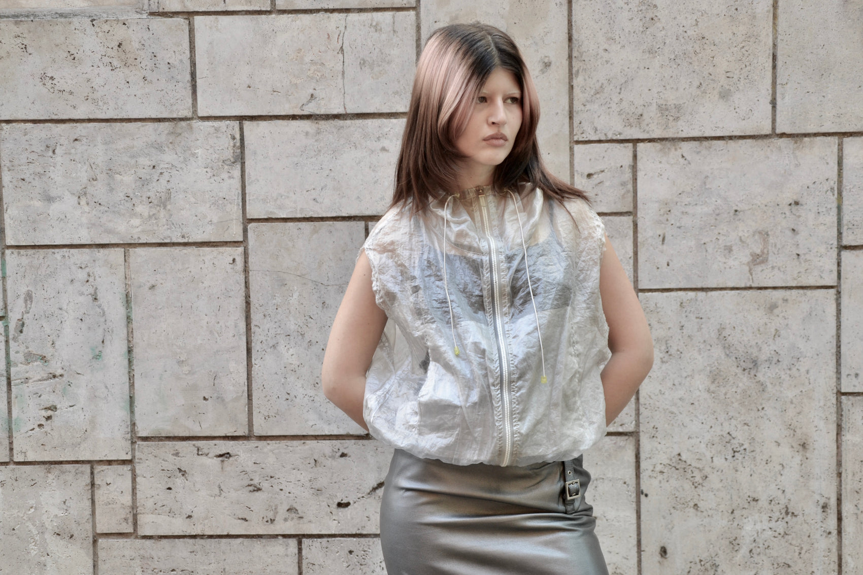 gilet smanicato trasparente